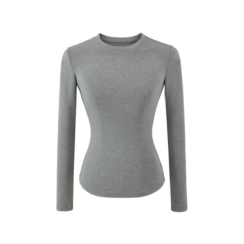Spicy Girl Versatile Long-Sleeve Women's T-Shirt - Spring/Autumn, Comfortable Base Layer, Round Neck, Slim Fit