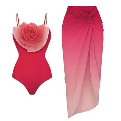 Maiô Sexy Novo de Uma Peça para Mulheres Maiô Conjunto Saia de Praia de Malha