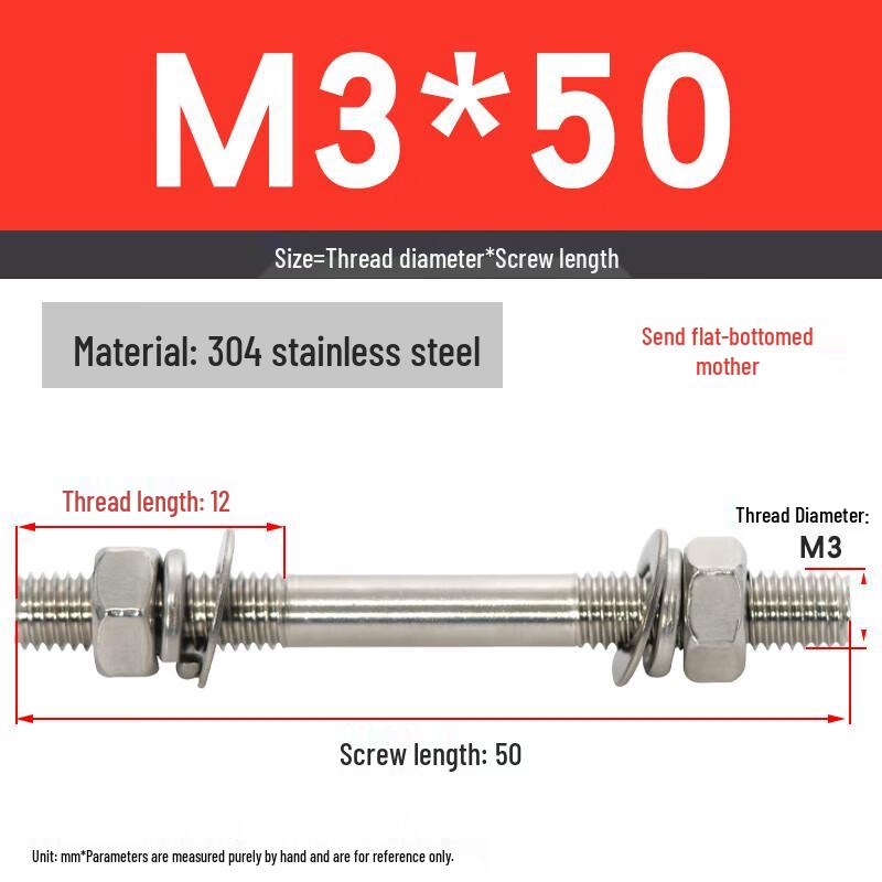 304 Stainless Steel Double-Ended Screw and Nut Set