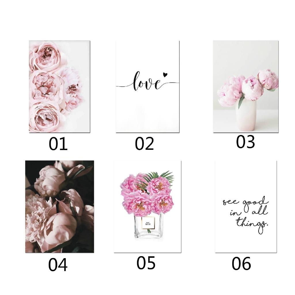 Canvas Painting Nordic Decor Pink Peony Flower Poster and Print Love Wall Art Floral Picture Bedroom