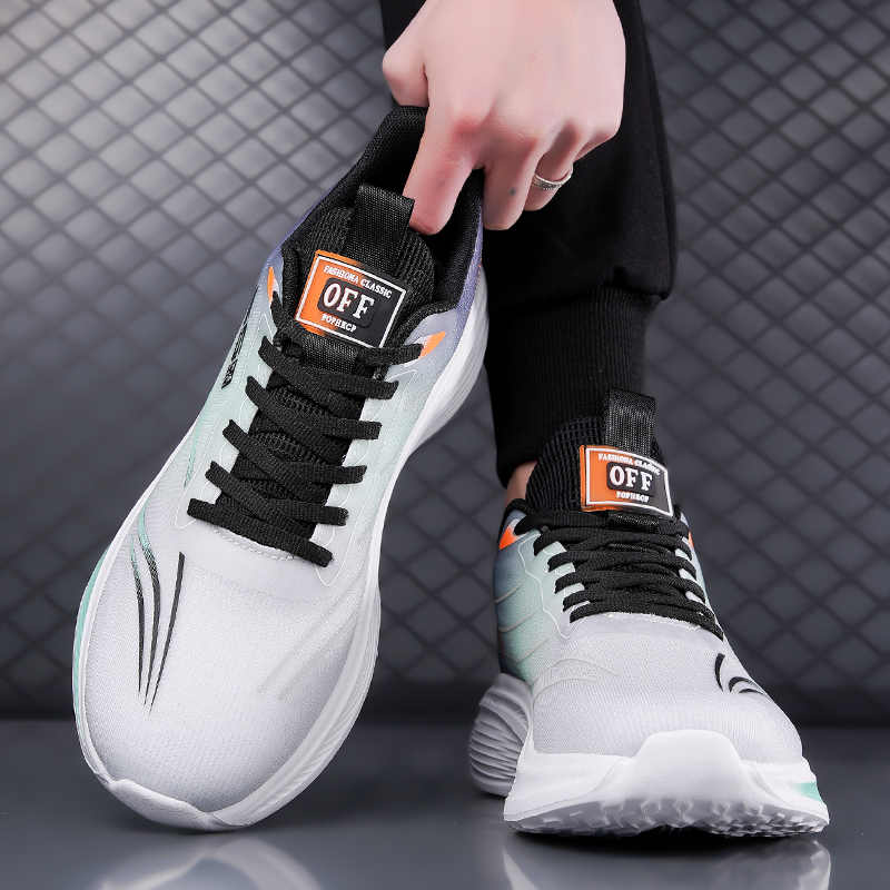 Fashion Round Tip Perforated Men Sneakers Orange Shoes High Quality Flat Flat Sports Models Luxery Zapatiilas Special Offers Tenis