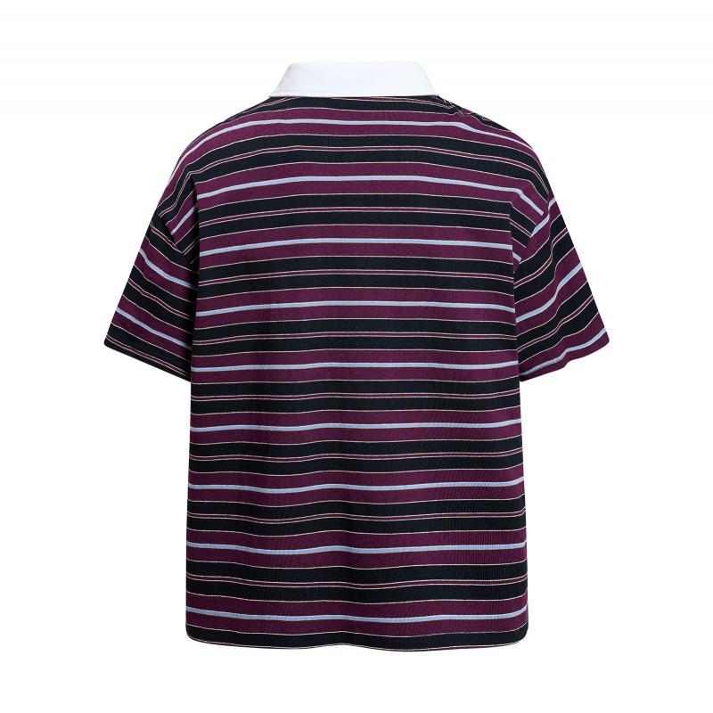 American Vintage Daisy Striped Polo Shirts Loose Fit Short Sleeve T-Shirts Young Men Women