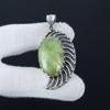 Natural Prehnite Gemstone Silver Pendant In 925 Sterling Silver- Handmade Design, Everyday Wear Jewelry, Unique Pendant Gift For Her
