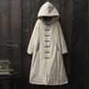 Dámské Bavlněné Lněné dlouhé kabáty Zimní A-Line Vintage Kapsy na knoflíky Dámské parky