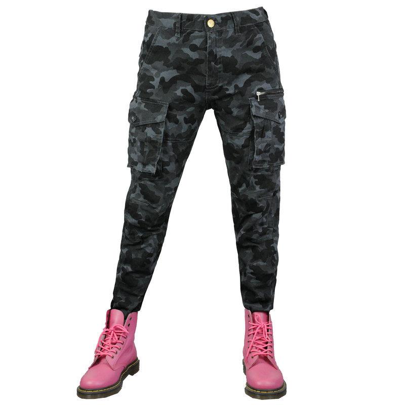 Motorradjeans weiblicher Fahrer Mehrzweck-Cargo atmungsaktive Camouflage-Hose Motorrad-Schutzhose Reithose