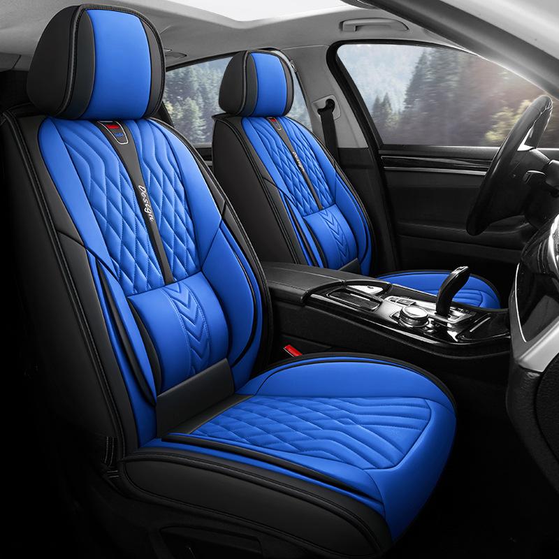 All-Season Seat Covers, Full Wrap PU Leather Seat Covers, Five-Seat Seat Cushions, Full Set of Five-Seat Seat Covers, Compatible with Five-Seat