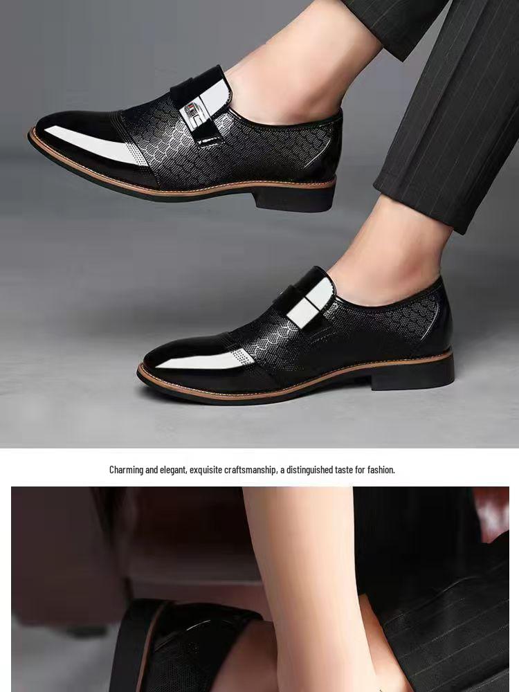 TEMU Men's Autumn/Winter Formal Leather Slip-On Shoes, Pointed Toe, for Business or Wedding.