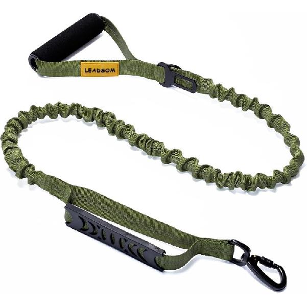 6FT Highly Reflective Heavy Duty Elastic Bungee Medium and Large Dog Leash Shock Absorbing with Comfortable Padded Handle and Traffic Handle Suitable лес зеленый