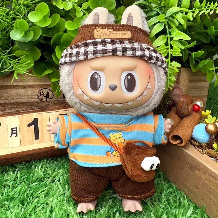 

15cm 17cm Labubu clothes pants shorts skirt Labubu V1 V2 have a seat macaron doll clothing Accessories Hat miniature items