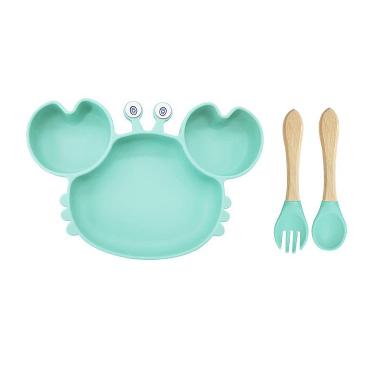 Baby Silicone Crab Plate & Bowl Set with Bib - Food-Grade Tableware
