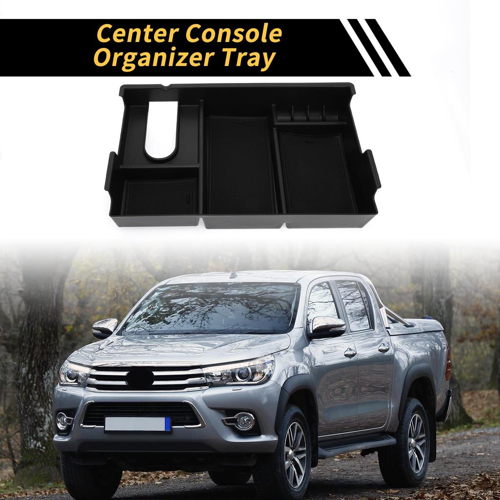 REPAIROCK Center Console Organizer Tray Armrest Storage Box Insert Tray Plastic Black for Toyota Tundra 2007-2021
