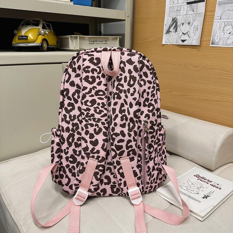 Schoolbag1011 New Leopard Print Backpack Female Junior High School Student Schoolbag High School Student Large Capacity Leisure Light Travel Backpack