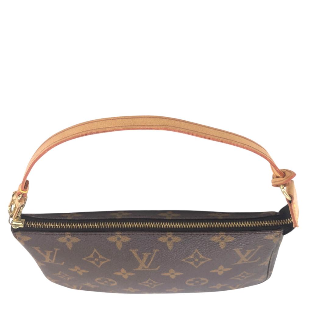 Used Louis Vuitton Monogram Pochette Accessoires M40712 Canvas Brown Authentic 1210