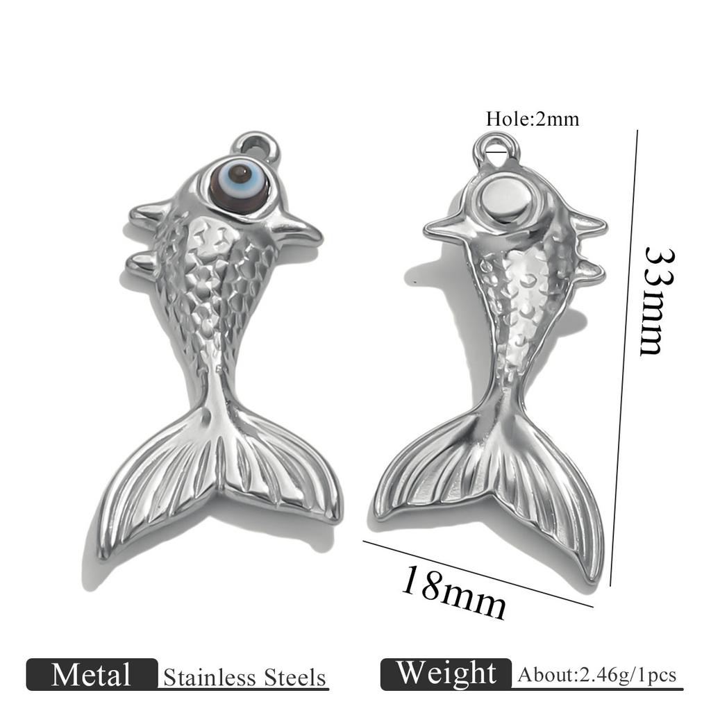 Yori Stainless Steel Koi Carp Pendant Ocean Creative Retro Pendant DIY Handmade Jewelry Accessories Handmade Bracelet Necklace