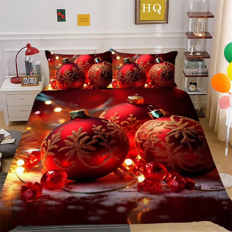 Weihnachts-Schneeszene 3D-gedruckter Polyester-Kissenbezug Bettbezug Zwei- oder Dreiteiliges Set