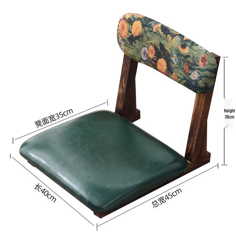 Solid Wood Bay Window Sofa Chair with Backrest - Comfortable for Long Sitting, Perfect for Balcony or Tatami.