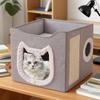 Cat Cave Foldable Pet Shelter House 2-Layer Large Cave Bed Shelter Hideaway Kennel With Scratch Pad And Ball For Cats Dogs