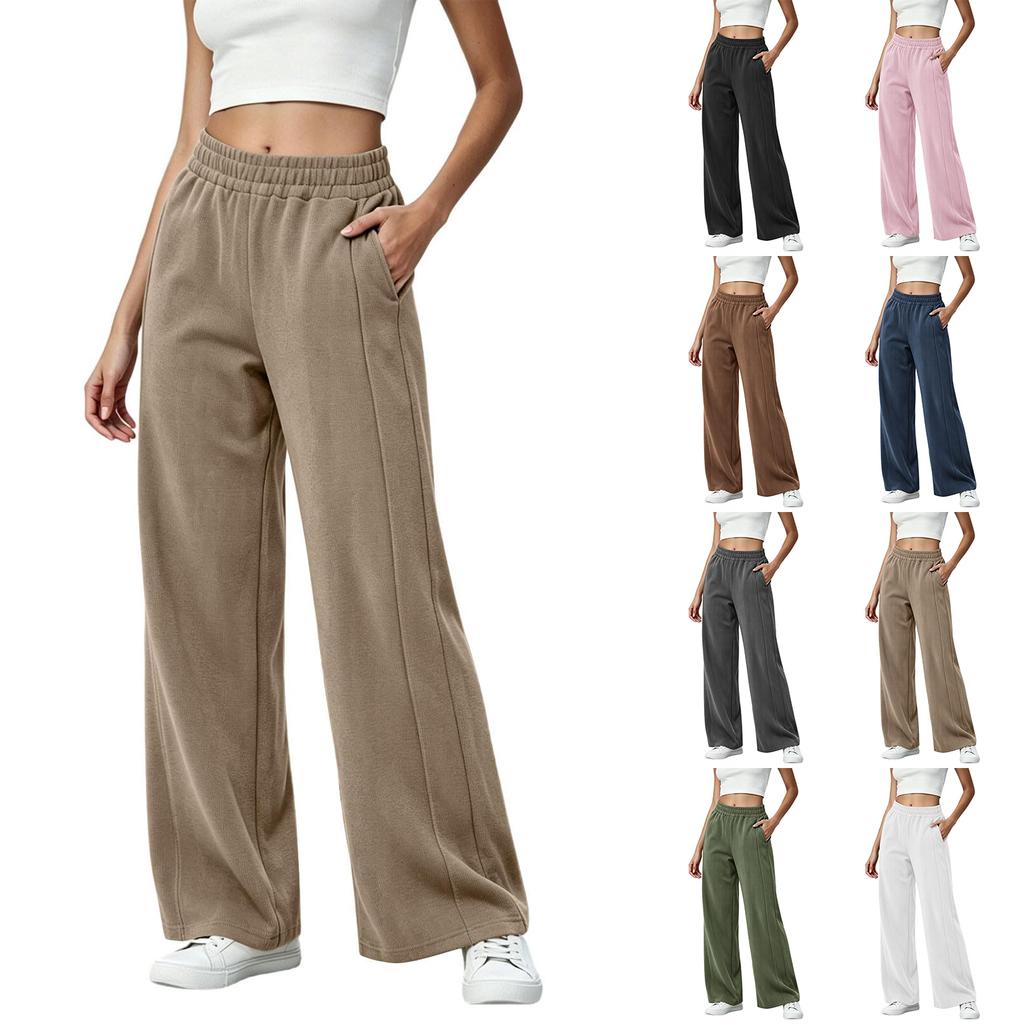 Women's Casual Retro Corduroy Wide Leg Pants with Pockets