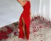 European and American new sexy temperament evening dress, slanted shoulders, pleated waist, high split ends, slim-fitting hip-wrapped dress, long dres