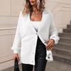 Womens Loose V-Neck Knit Cardigan Sweater Pure Color Acrylic Long Sleeve Casual Elegant Office Wear
