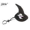Cat Halloween Costume Accessory Witch Hat, Fun Pet Hat with Adjustable Elastic Strap, Cartoon Bat Themed Ghost Pumpkin Skull for Cats