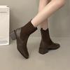 Retro Knitted Elastic Socks Boots Thin Boots 2025 New Thick Heel Martin Boots Women's Versatile Chelsea Short Boots