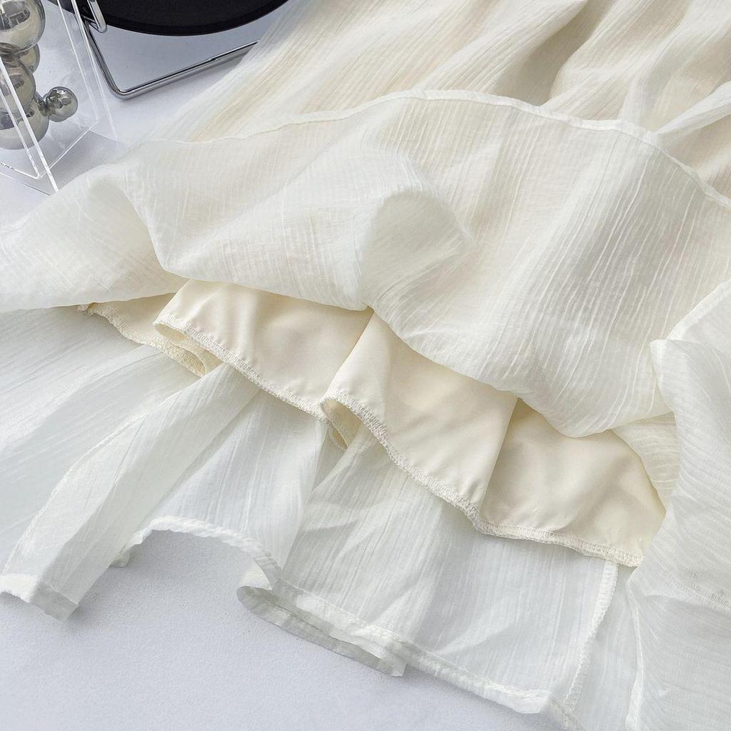 Women's 2024 French White Spaghetti Strap Slimming Evening Dress