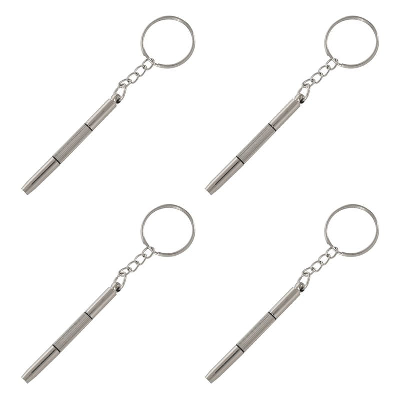 A95D-4X 3In1 Mini Alloy Screwdriver Key Ring Watch Glasses Repair Tool