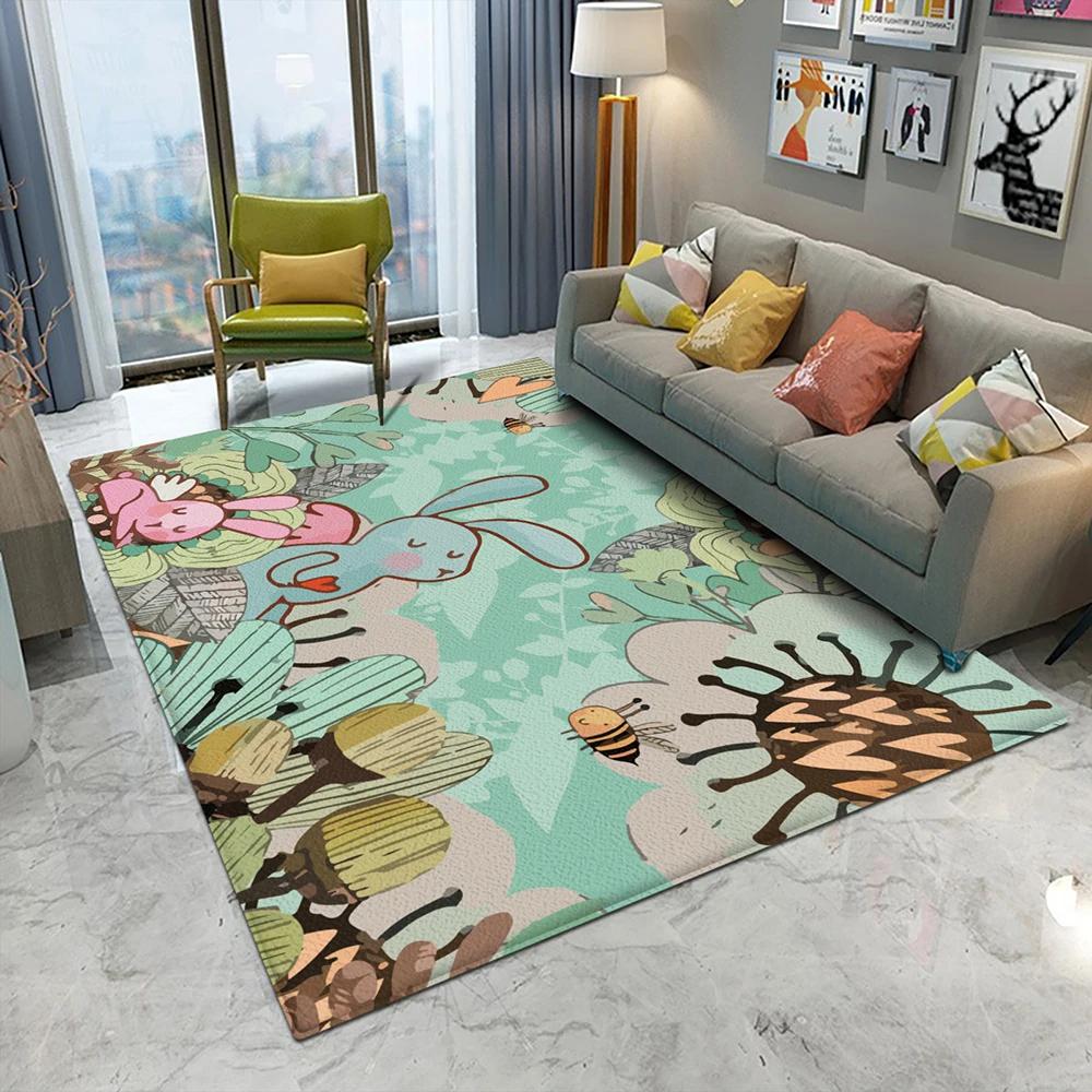 Cartoon Rugs for Bedroom Kids Cute Animal Carpet Modern Style Baby Mat Soft Children's Room Rug Non-slip Nordic Style Decoration