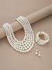 Punk Pearl Jewelry Set for Women Multi Layered Imitation Pearl Choker Necklace Bracelet Drop Earring Set Boho Handmade Jewelry