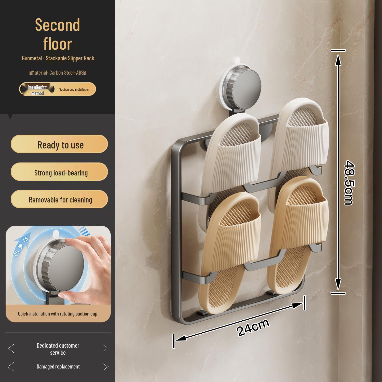 

Suction Cup No-Drill Bathroom Wall-Mounted Multi-Layer Slipper Storage Rack