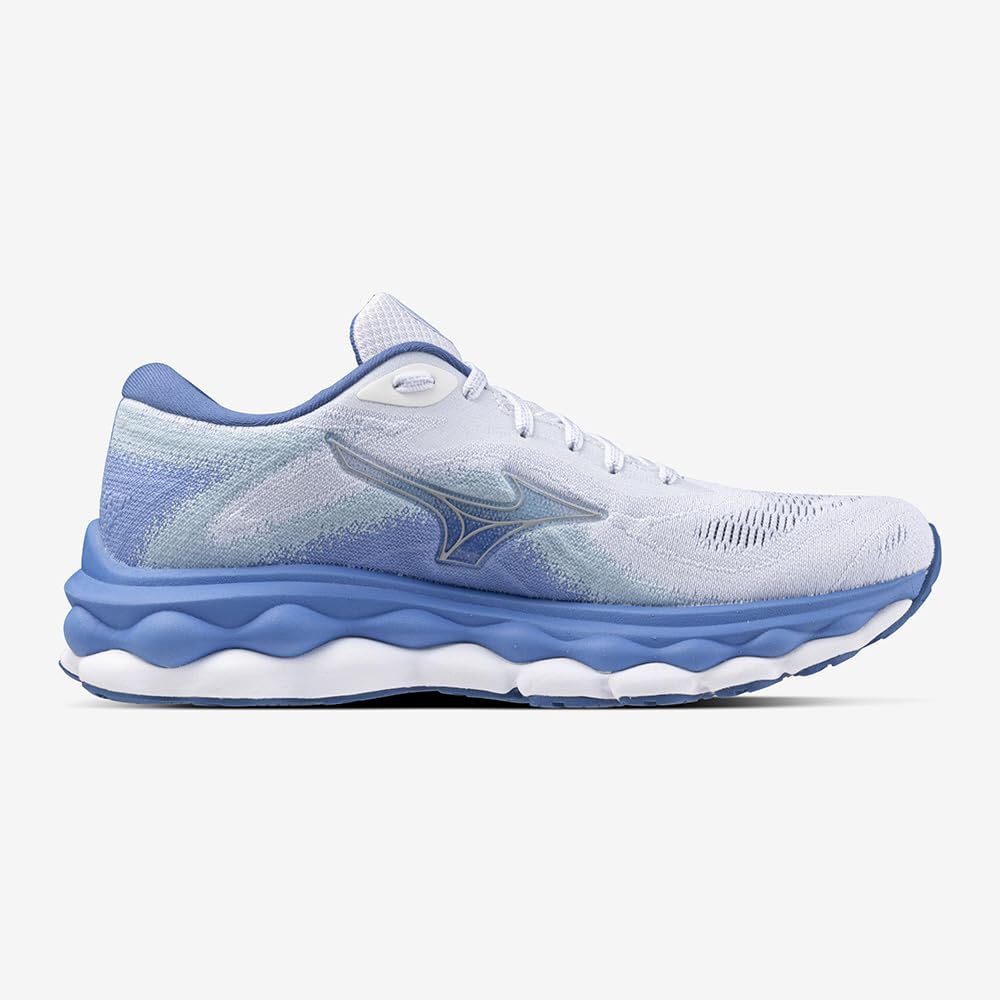 Mizuno Wave Sky 7 Running Thick White X Gray X 2E Shoes, Jogging, Marathon, Training, Sports, Lightweight, Resilient, Sole, Women's, Blue, 23.5 Cm,