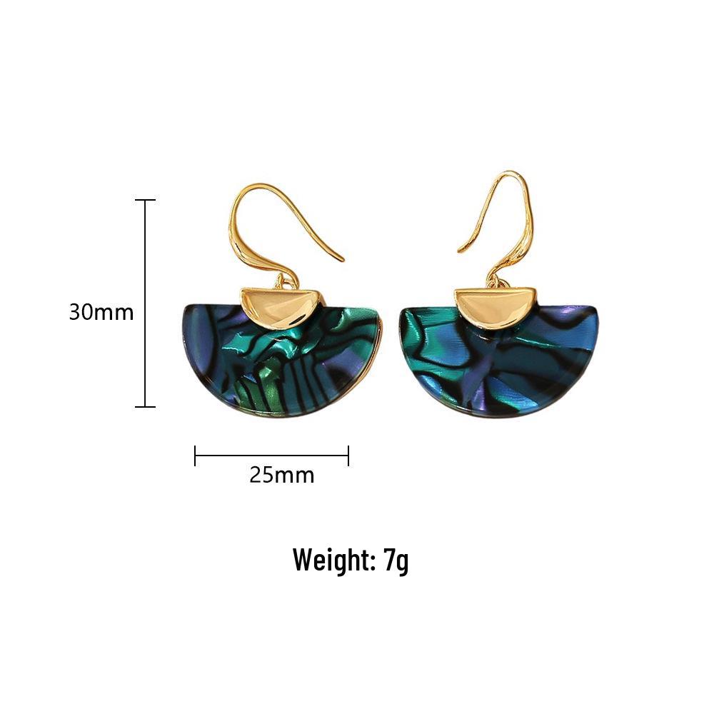 Elegant Retro Geometric Fan Earrings - Semi-Circular, Niche Design