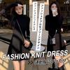 PHOLEEY Knit Dress with Fishtail Half Short Long Perfect for and Office Women's Skirt, Turtleneck, Slimming, Length, Sleeves, Fall/Winter, Elegant,