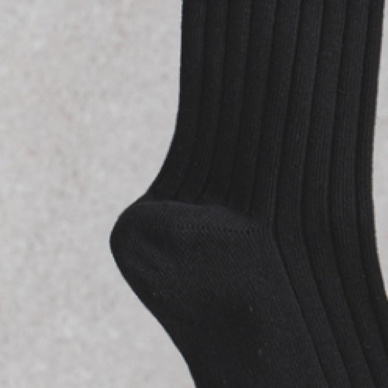 Monfoot Mens Wide Ribbed Long Neck Socks Black
