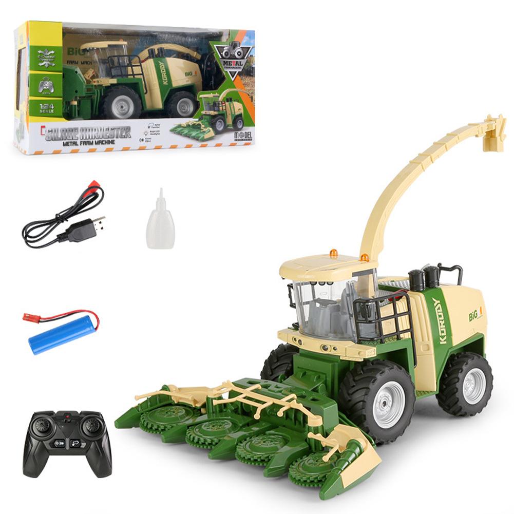 1:24 Remote Control Car For Kids Electric Farmer Harvester Tractor Model Toys Christmas Birthday Gifts For Boys Girls