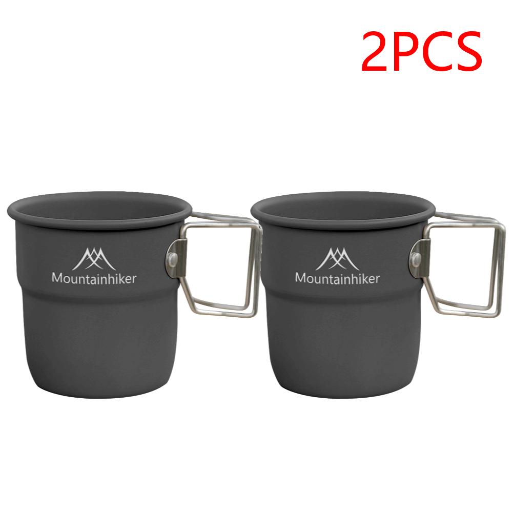 1-5PCS 300ml Camping Water Cup with Foldable Handle Picnic Water Mug Aluminum Alloy Lightweight Camping Cup for Outdoor