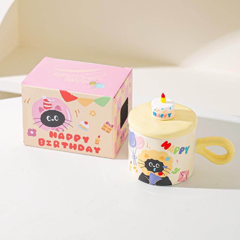 Cute Cartoon Cat Ceramic Mug Couple Water Cup High Value Gift Box Souvenir Birthday Gift Breakfast Cup