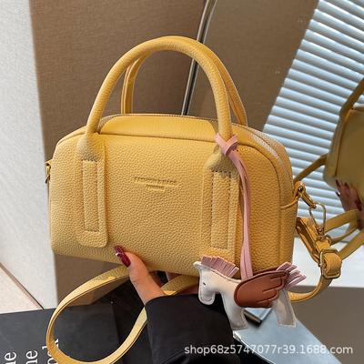 Sac de bowling à main motif litchi pour femme 2025 été nouveau mode décontractée texture bandoulière sac messager