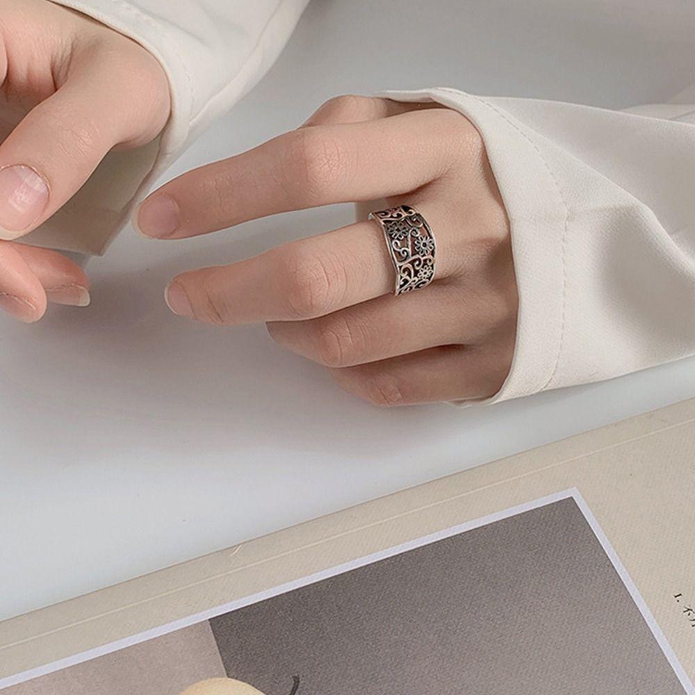 Handmade Vintage Carved Ring Antique Couple Rings Jewelry Gift Wide Band Ring  for Women & Men