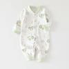 100% Cotton Baby Romper Long Sleeve Seamless Design Single Row Buttons Soft Class A Safety Newborn Bodysuit Simple Style