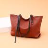 Leather Large Bag Women's New Trendy Fashion Simple Shoulder Bag First Layer Cowhide Large Capacity Tote Bag