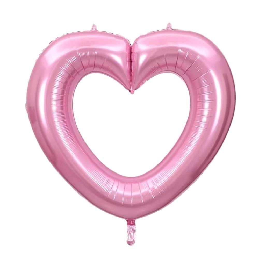 Inflatable 40 Inch Heart Balloon Metallic Heart Chain Balloons  Engagements розовый