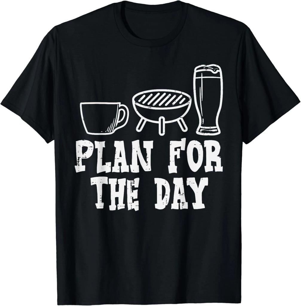 Plan For The Day Coffee Bbq Funny Barbecue Grilling Dad Gift Unisex T-Shirt