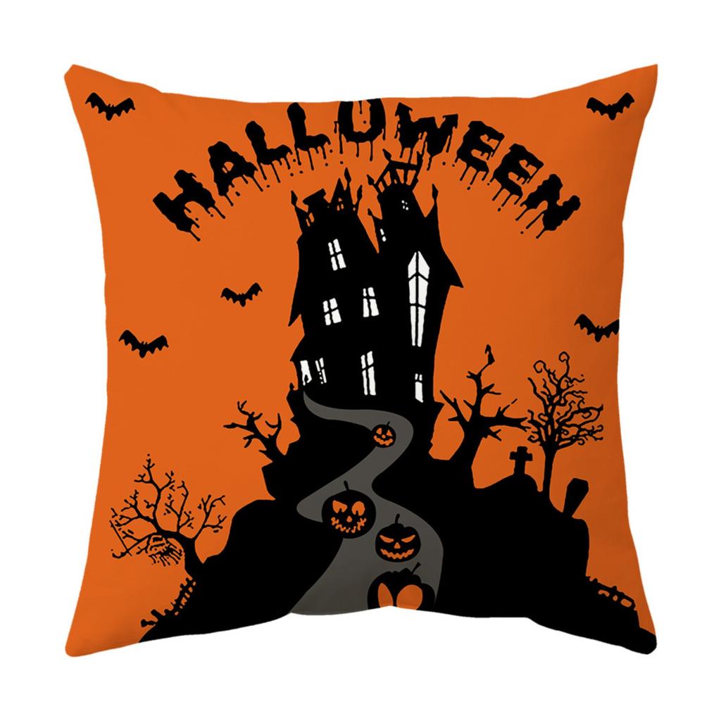 17.7*17.7in Halloween Pillow Set  Cushaw Head Series Linen Material Halloween Pillow Cover (Without Pillow Core)