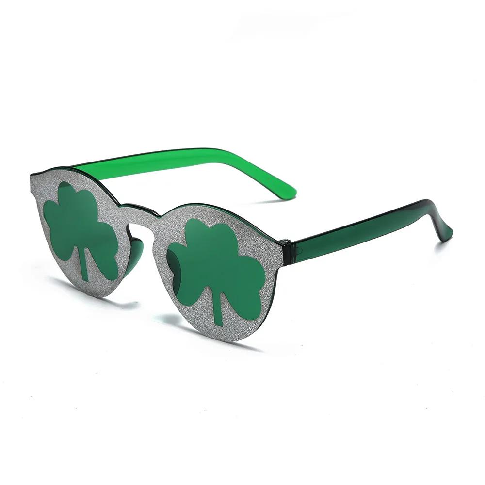 

Fashion Irish Shamrock Sunglasses Green Four Leaf Clover Leprechaun Costume Glasses St. Patrick S Day Rimless Decor Sun Glasses