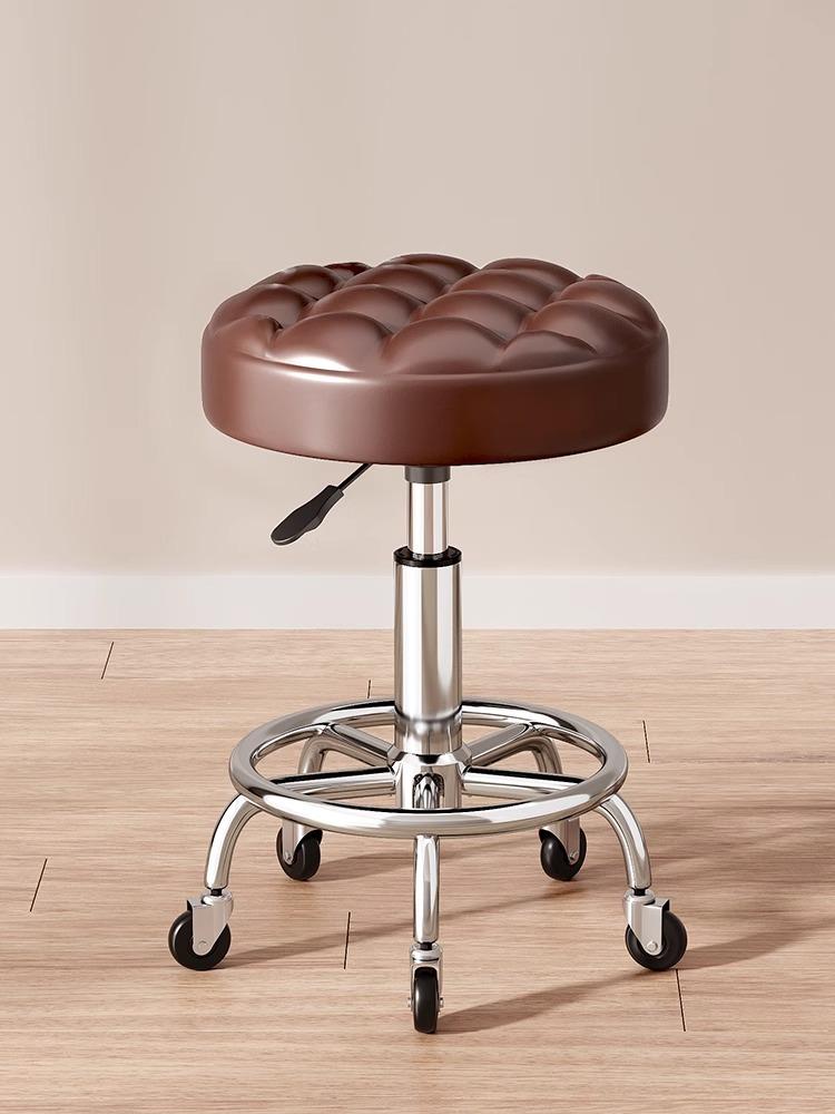 Modern Minimalist Beauty Stool, Adjustable Mobile Hairdressing Chair, Comfortable Cushioned Backrest Seat, Salon Barber Stool