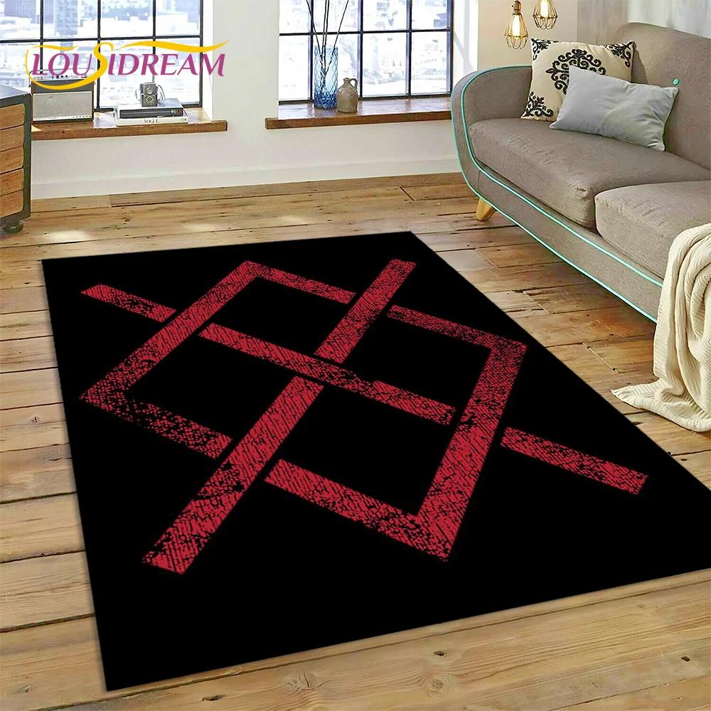 Nordic Mythology Valhalla Viking Odin Cartoon Area Rug Large,Carpet Rug for Living Room Bedroom Sofa Doormat,Kids Play Floor Mat