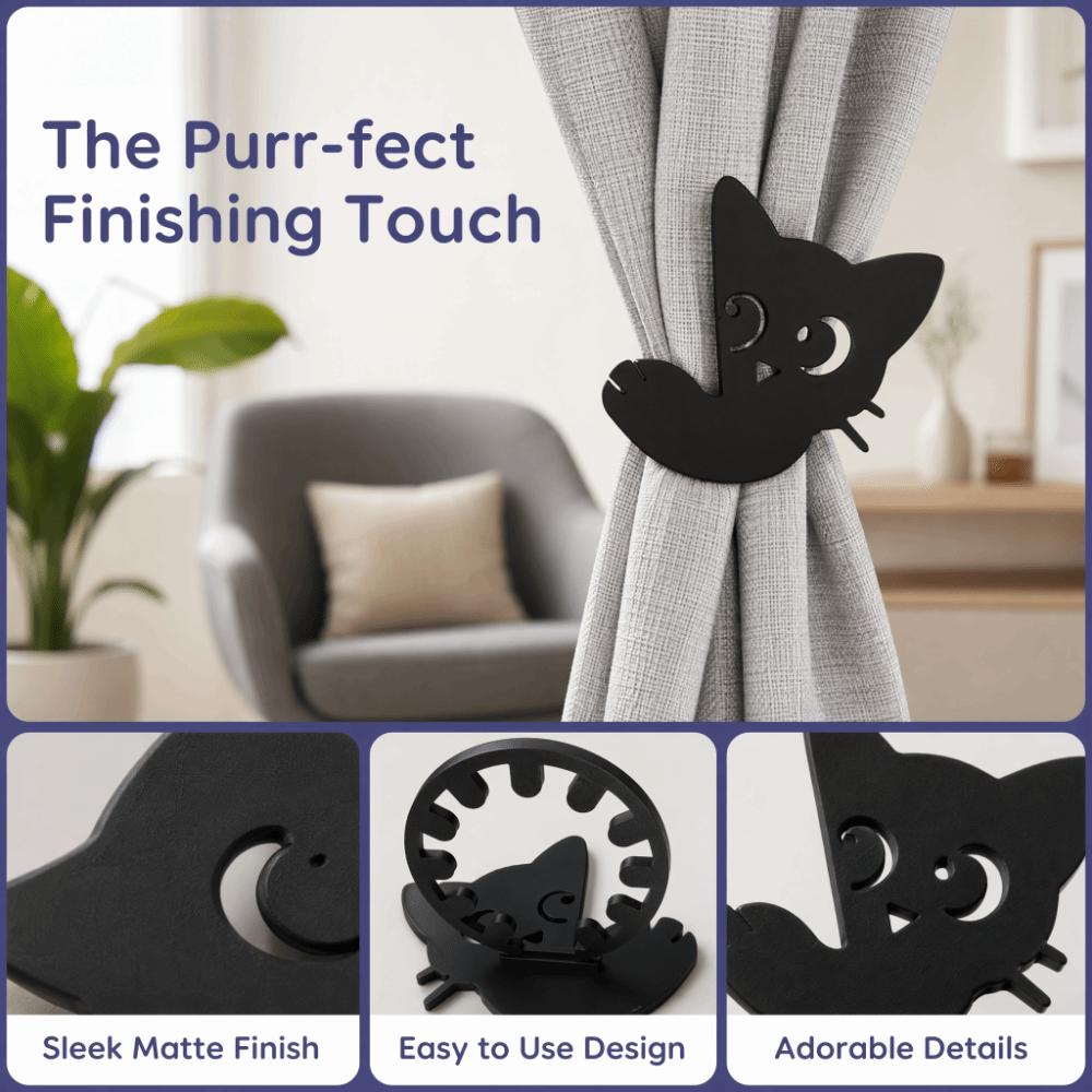 1 Pair Fashion Curtain Tieback Creative Curtain Buckle Ornament Black Cat Curtain Straps  Decoration