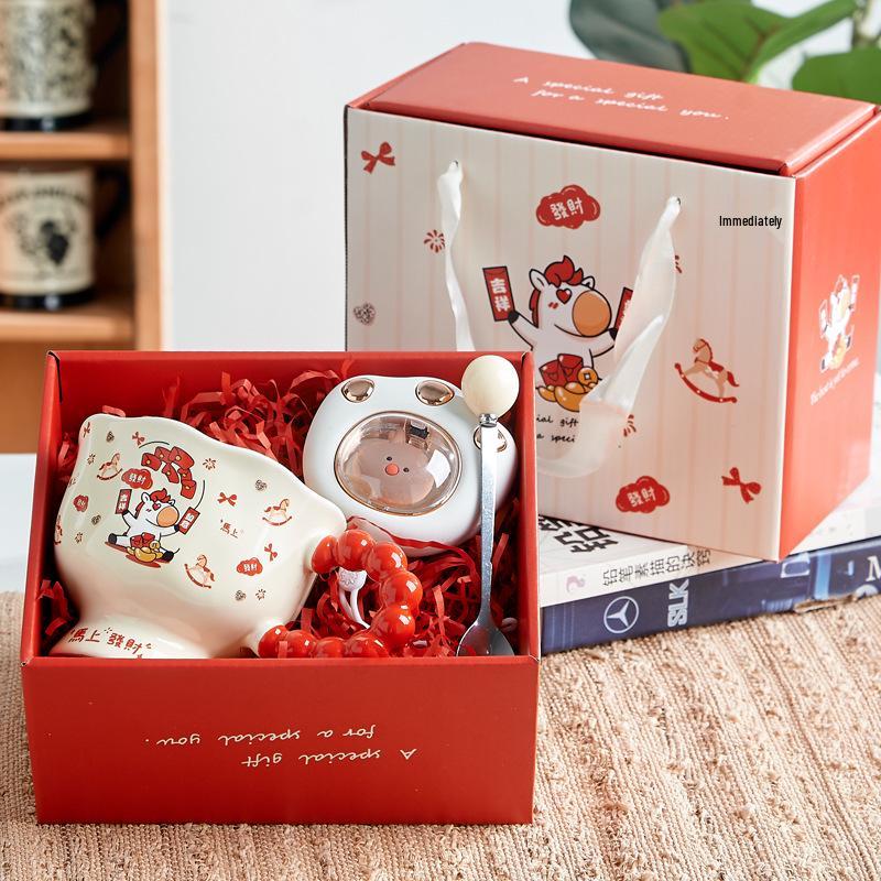 Hochwertige Cartoon-Keramiktasse Geschenk: Niedliches Mädchen-Design, Weihnachtssouvenir, Wasserbecher in Geschenkbox